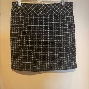 LOFT Black and White Grid Mini Skirt